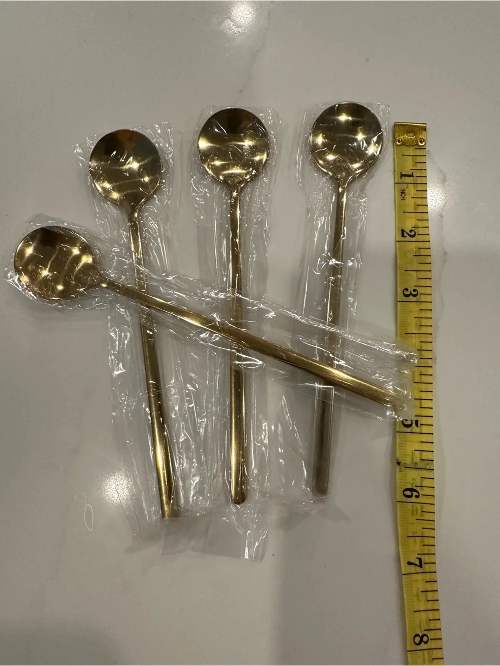 Gold Stainless Steel Long-Handled Coffee Spoons - Set of 4